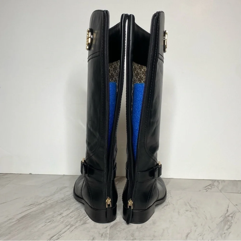 Tory Burch Adeline Black Leather Riding Boot 5M